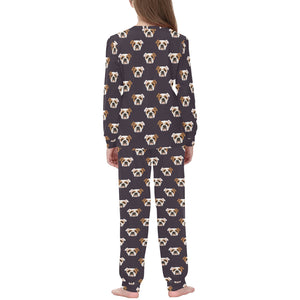 English Bulldog Pattern Print Design 03 Kids' Boys' Girls' All Over Print Pajama Set