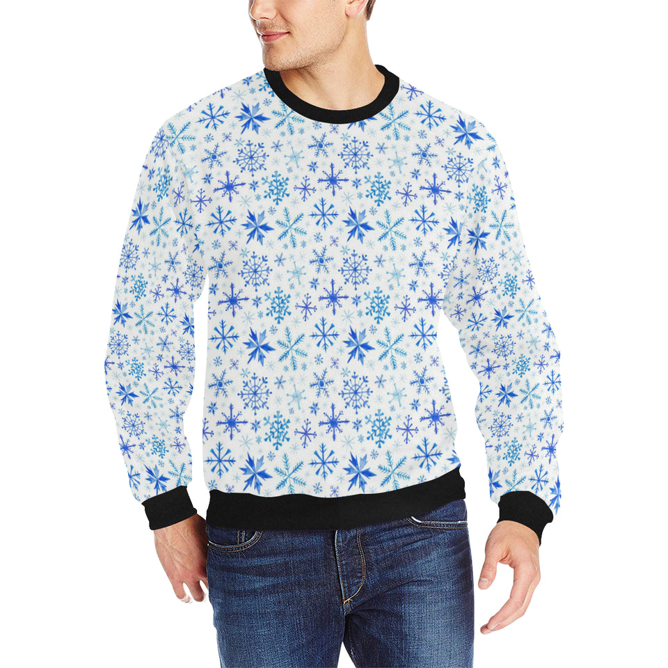 Blue Snowflake Pattern Men's Crew Neck Sweatshirt