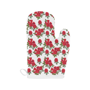 Rose Pattern Print Design 05 Heat Resistant Oven Mitts