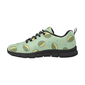 Durian Pattern Green Background Men's Sneakers Black