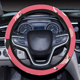 Cow Pattern Pink Background Car Steering Wheel Cover