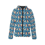 Popcorn Pattern Print Design 03 Women's Padded Hooded Jacket