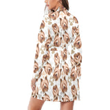 Yorkshire Terrier Pattern Print Design 04 Women's Long Sleeve Belted Night Robe