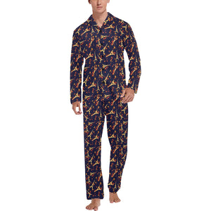 Eiffel Tower Pattern Print Design 02 Men's Long Pajama Set