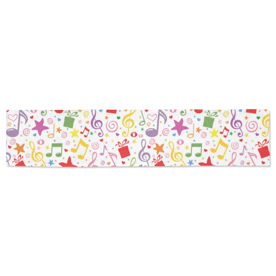 Music Notes Pattern Print Design 04 Table Runner