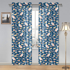 Pelican Pattern Print Design 01 Gauze Curtain