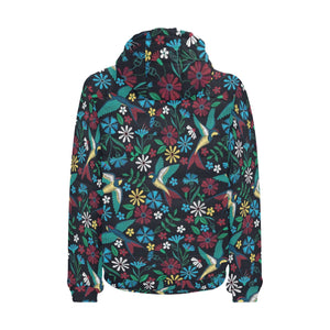 Swallow Pattern Print Design 04 Men's Padded Hooded Jacket(ModelH42)