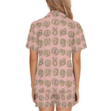 Pretzels Pattern Print Design 04 Women's V-Neck Short Pajama Set