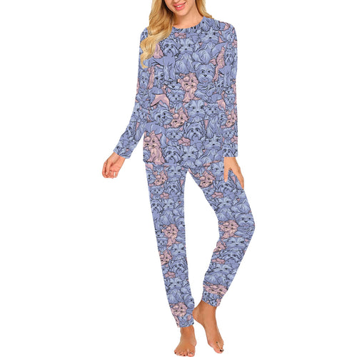 Yorkshire Terrier Pattern Print Design 02 Women's All Over Print Pajama Set