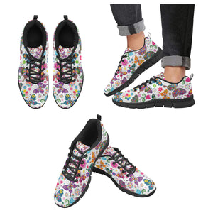 Colorful Butterfly Flower Pattern Men's Sneakers Black