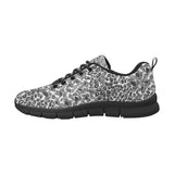 Gray Leopard Texture Pattern Men's Sneakers Black