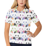 Colorful Panda Pattern Women's All Over Print Polo Shirt