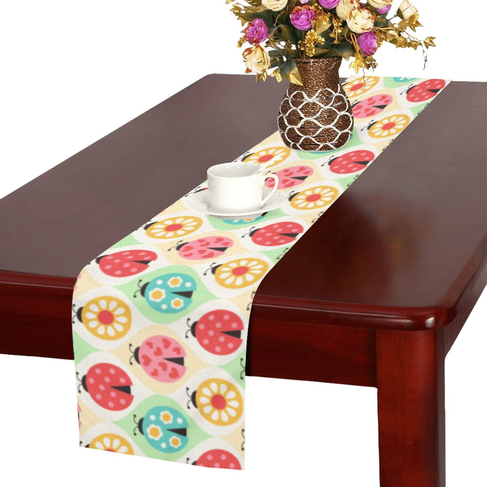 Ladybug Pattern Print Design 02 Table Runner