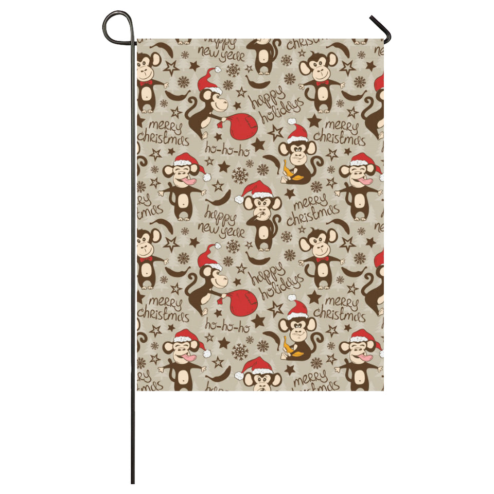 Monkey Christmas Pattern House Flag Garden Flag