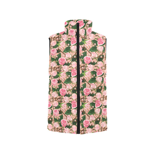 Rose Pattern Print Design 04 Men's Padded Vest