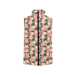 Rose Pattern Print Design 04 Men's Padded Vest