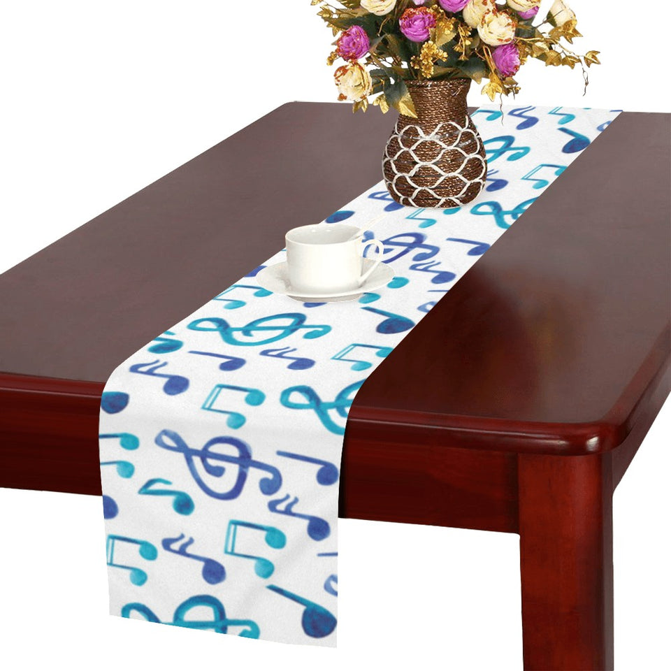 Music Notes Pattern Print Design 03 Table Runner