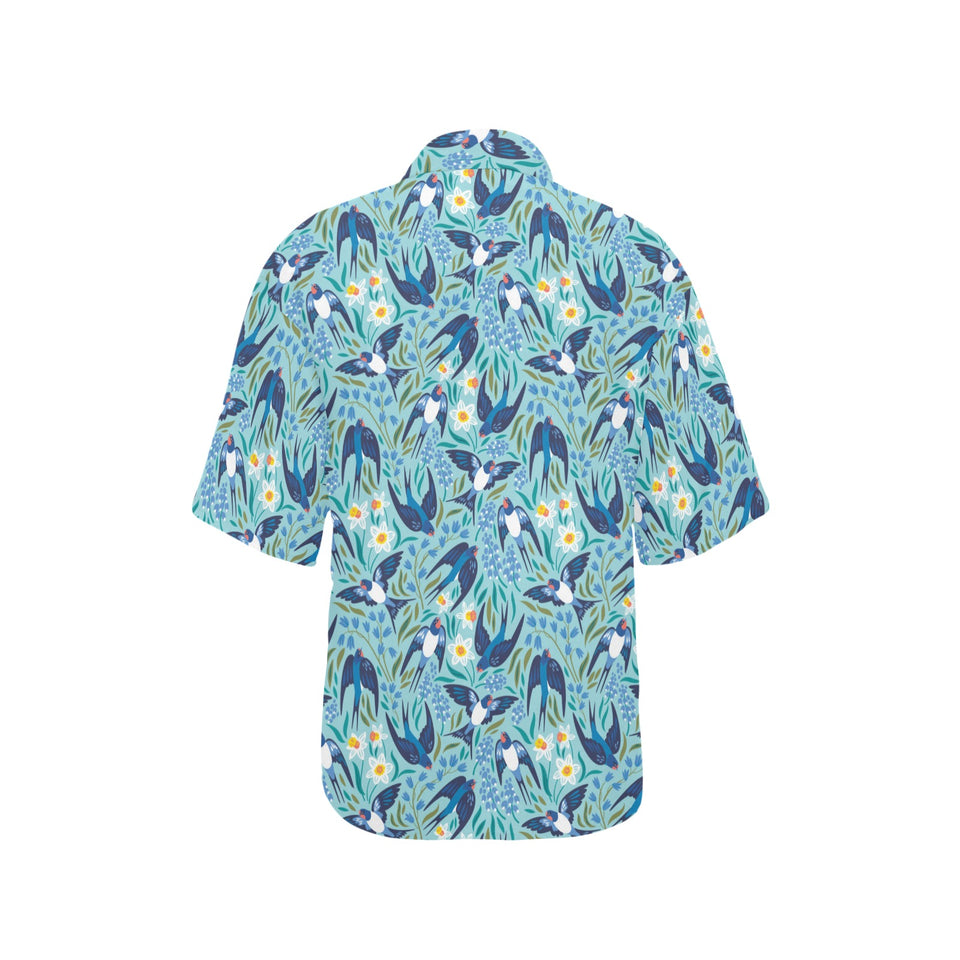 Swallow Pattern Print Design 05 Women's All Over Print Hawaiian Shirt