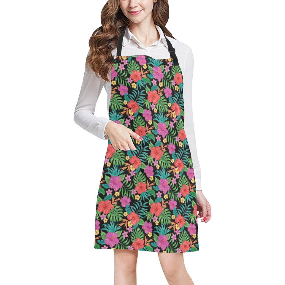 Hibiscus Pattern Print Design 01 Adjustable Apron