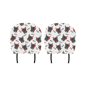 French Bulldog Sunglass Pattern Car Headrest Cover