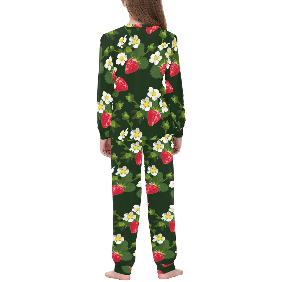 Strawberry Pattern Background Kids' Boys' Girls' All Over Print Pajama Set