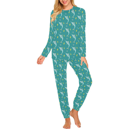 Swordfish Pattern Print Design 04 Women's All Over Print Pajama Set