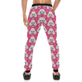 Poodle Pattern Pink background Unisex Casual Sweatpants