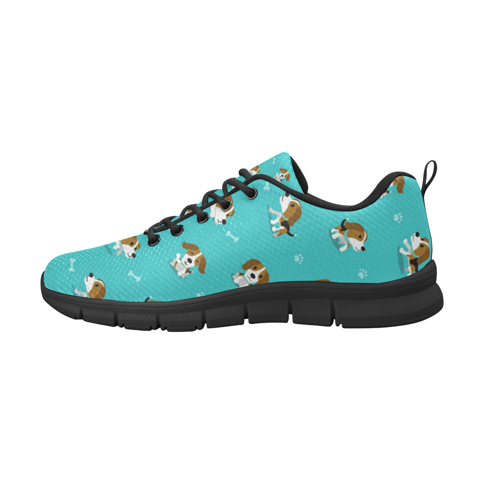 Cute Beagle Pattern Men's Sneakers Black