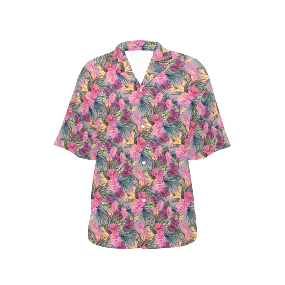 Hibiscus Pattern Print Design 03 Women's All Over Print Hawaiian Shirt