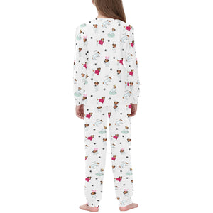 Jack Russel Pattern Print Design 03 Kids' Boys' Girls' All Over Print Pajama Set