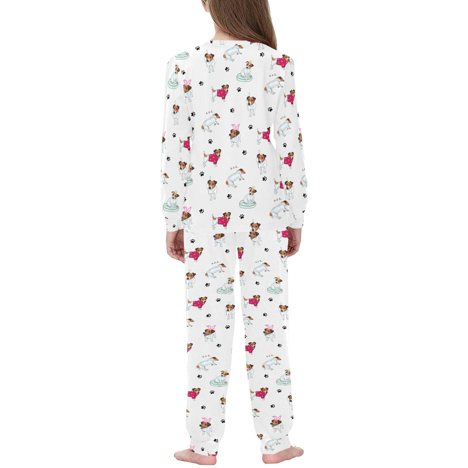 Jack Russel Pattern Print Design 03 Kids' Boys' Girls' All Over Print Pajama Set