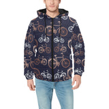 Bicycle Pattern Print Design 01 Men's Padded Hooded Jacket(ModelH42)