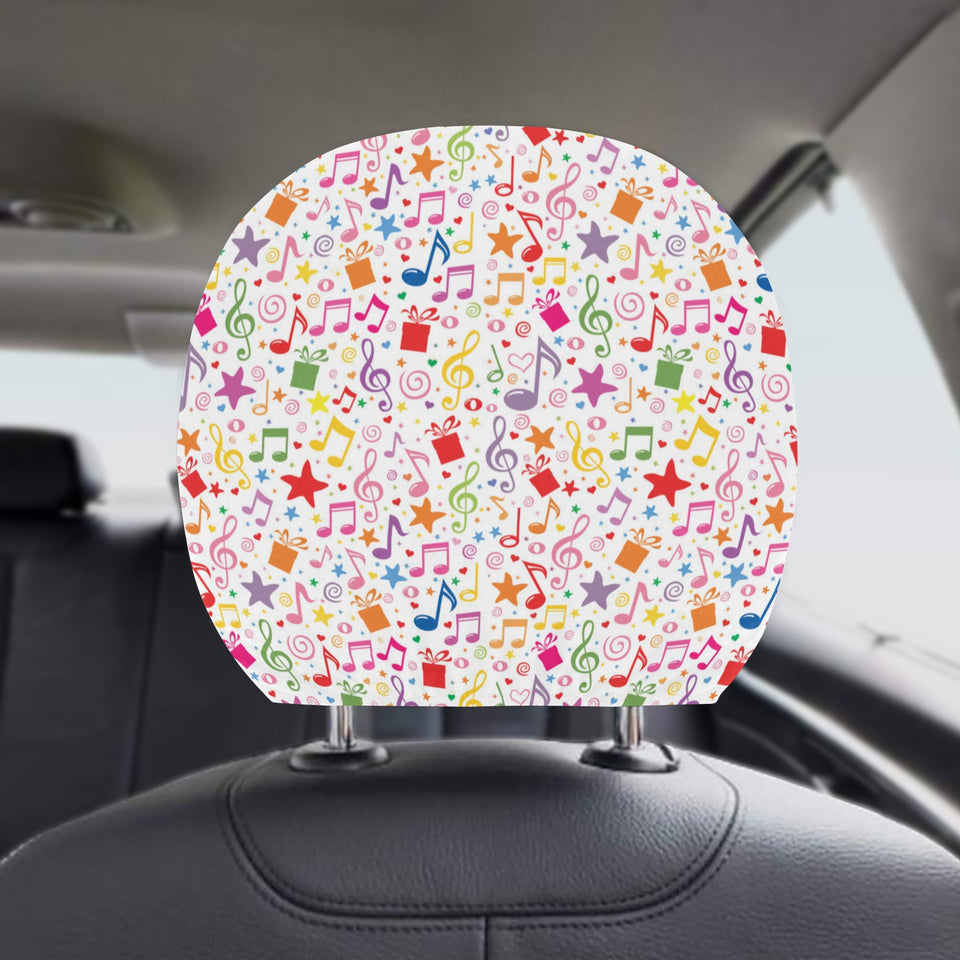 Music Notes Pattern Print Design 04 Car Headrest Cover