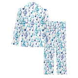 Music Notes Pattern Print Design 03 Men's Long Pajama Set