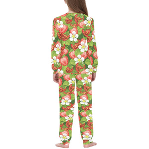 Strawberry Leaves Flower Pattern Kids' Boys' Girls' All Over Print Pajama Set