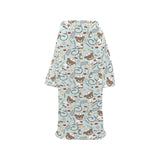 Teddy Bear Pattern Print Design 02 Blanket Robe with Sleeves