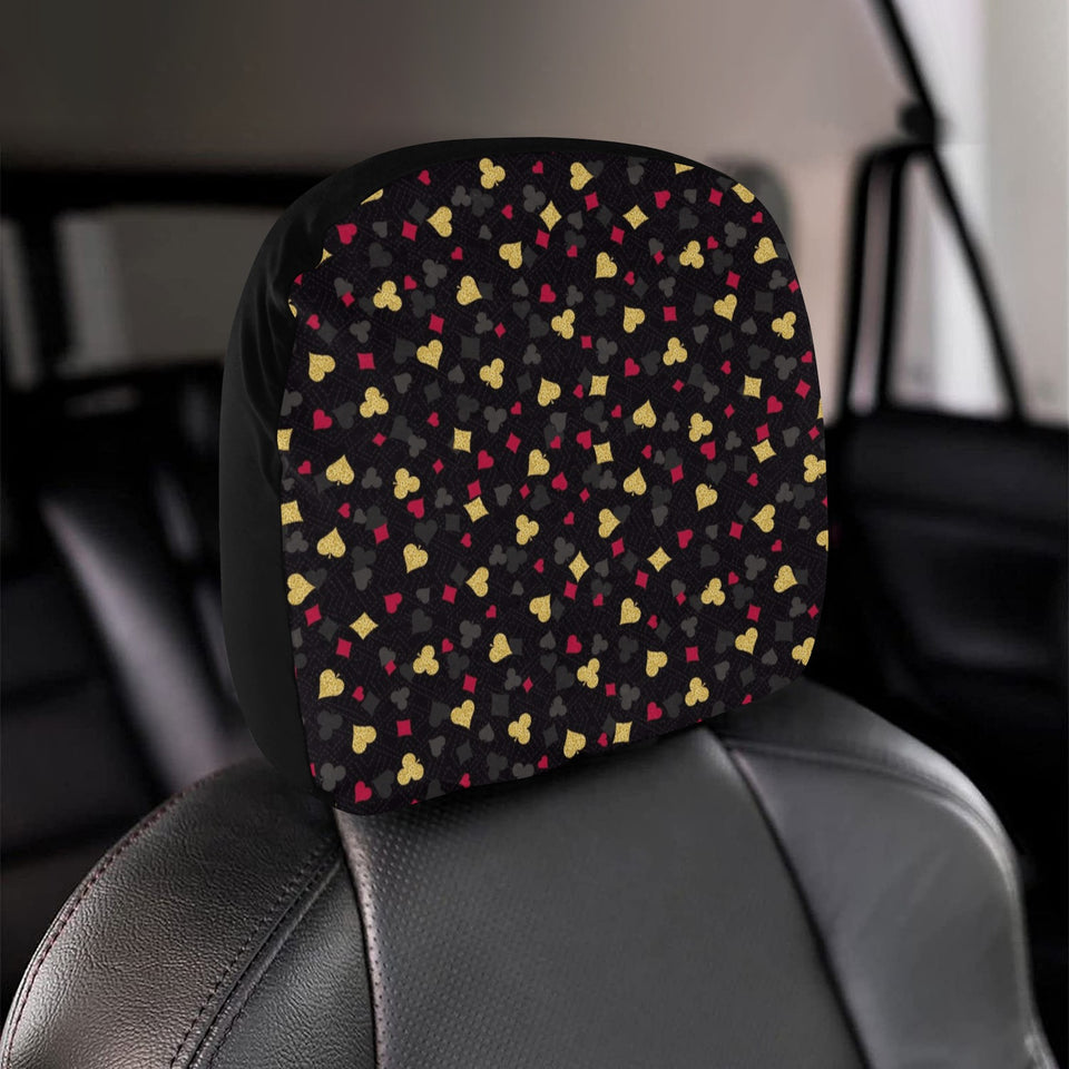 Casino Cards Suits Pattern Print Design 01 Car Headrest Cover