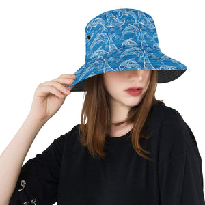 Dolphin Tribal Blue Pattern Unisex Bucket Hat