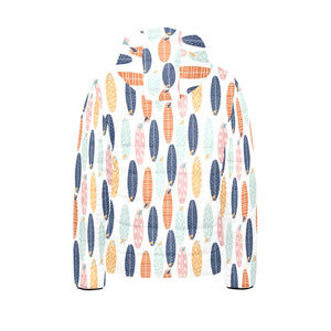 Surfboard Pattern Print Design 04 Kids' Boys' Girls' Padded Hooded Jacket