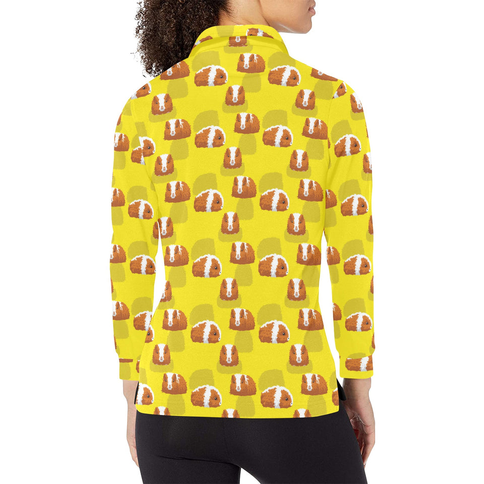 Guinea Pig Pattern Print Design 05 Women's Long Sleeve Polo Shirt