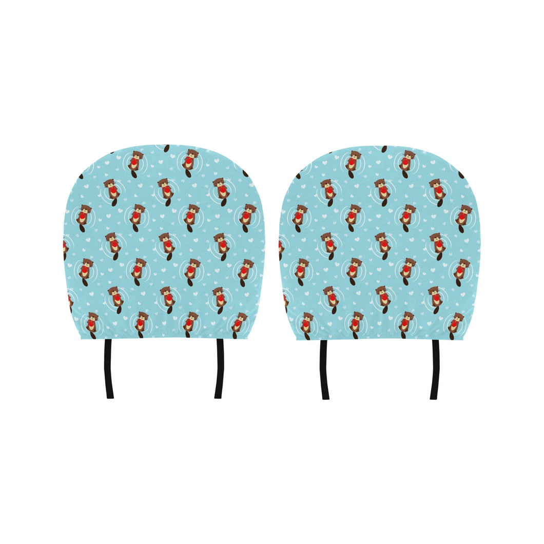 Otter Heart Pattern Car Headrest Cover