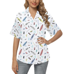 Surfboard Pattern Print Design 01 Women's All Over Print Hawaiian Shirt