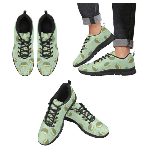 Durian Pattern Green Background Men's Sneakers Black