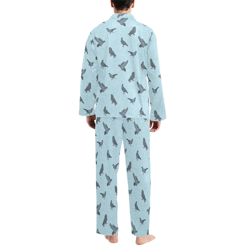 Pigeon Pattern Print Design 02 Men's Long Pajama Set