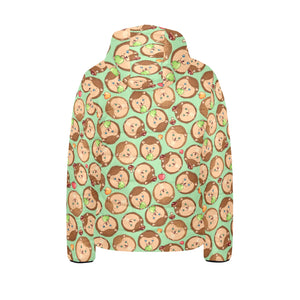 Hedgehog Pattern Print Design 01 Kids' Boys' Girls' Padded Hooded Jacket