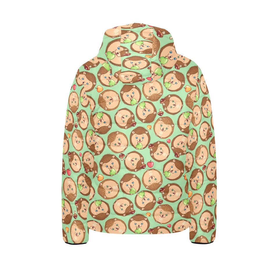 Hedgehog Pattern Print Design 01 Kids' Boys' Girls' Padded Hooded Jacket