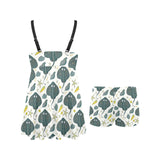 Stingray Pattern Print Design 03 Chest Sexy Pleated Two Piece Swim Dress