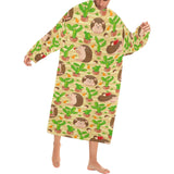 Hedgehog Pattern Print Design 02 Blanket Robe with Sleeves