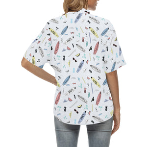 Surfboard Pattern Print Design 01 Women's All Over Print Hawaiian Shirt