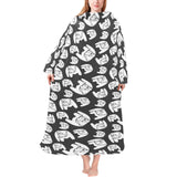 English Bulldog Pattern Print Design 02 Blanket Robe with Sleeves